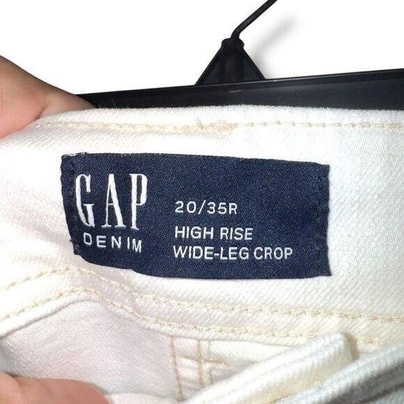 Gap Denim High Rise Wide Leg Crop Jeans Sz 20 in White - Picture 2 of 8